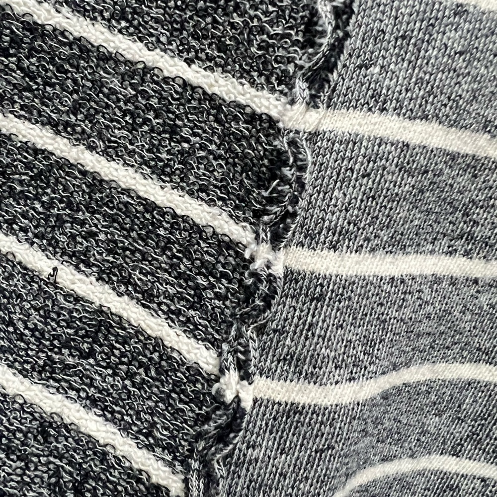 Anthropologie Striped Black & White, Half & Half, Exposed Stitching Sweater - Picture 6 of 7
